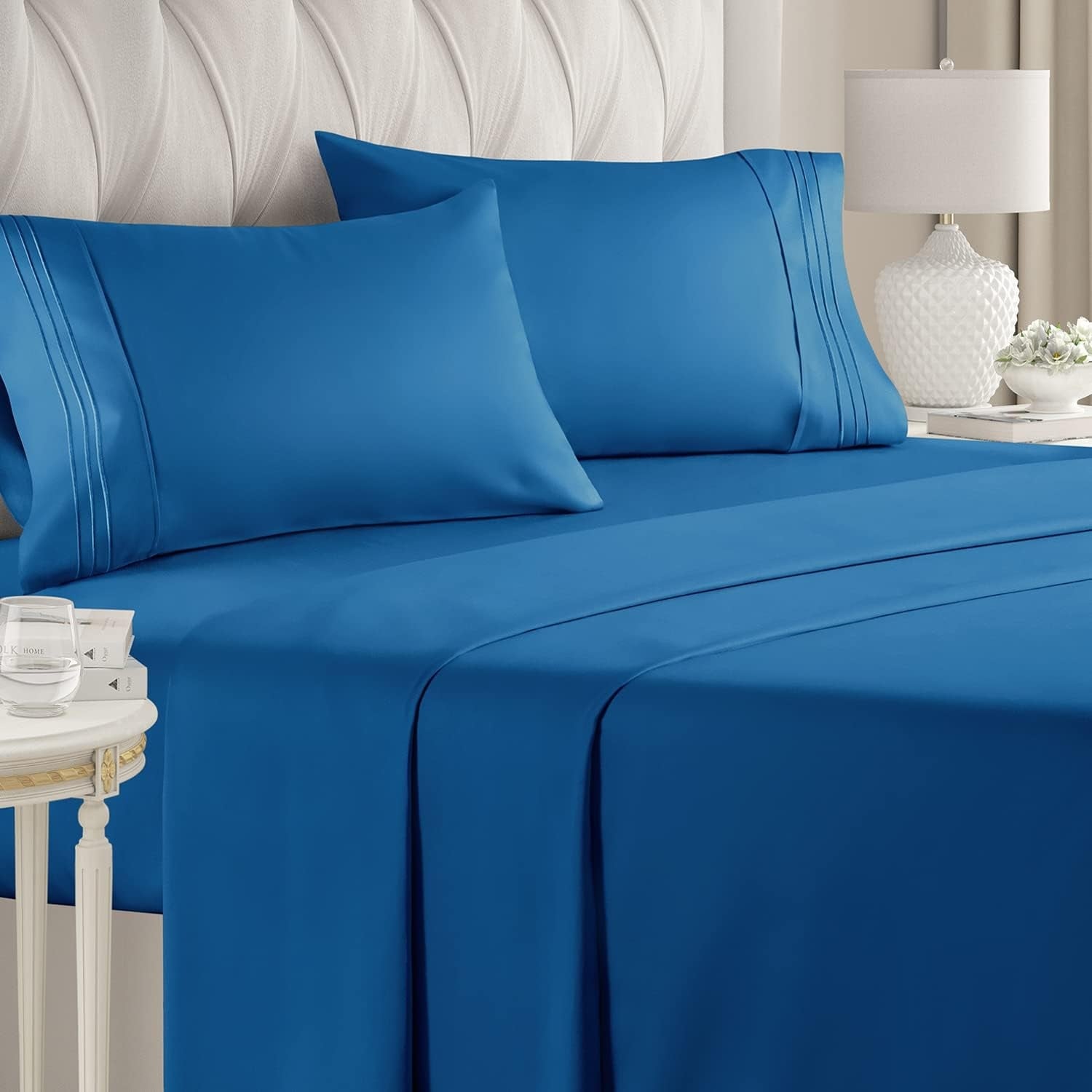 CGK Linens 4 Piece Solid Microfiber Deep Pocket Soft Bed Sheet Set