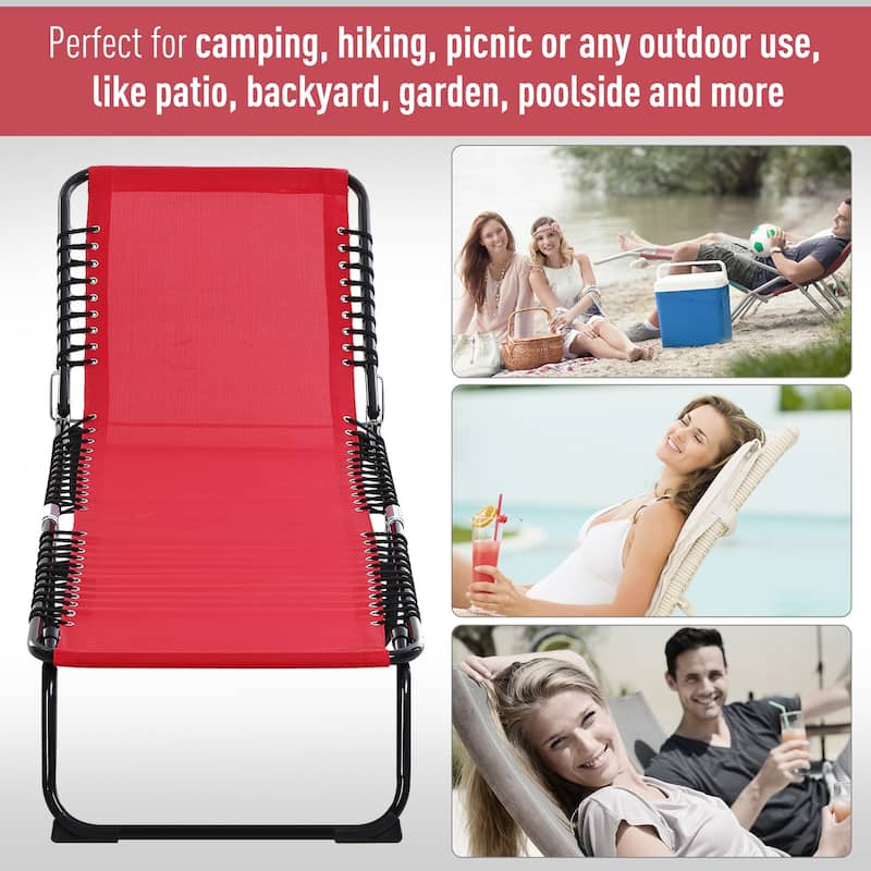 Outsunny Outdoor Folding Chaise Lounge Chair Portable Lightweight Reclining Garden with 4-Position Adjustable Backrest