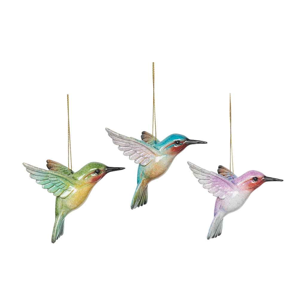Hummingbird Ornaments Set of 3 - 3.82" x 2.87" x 2.68"