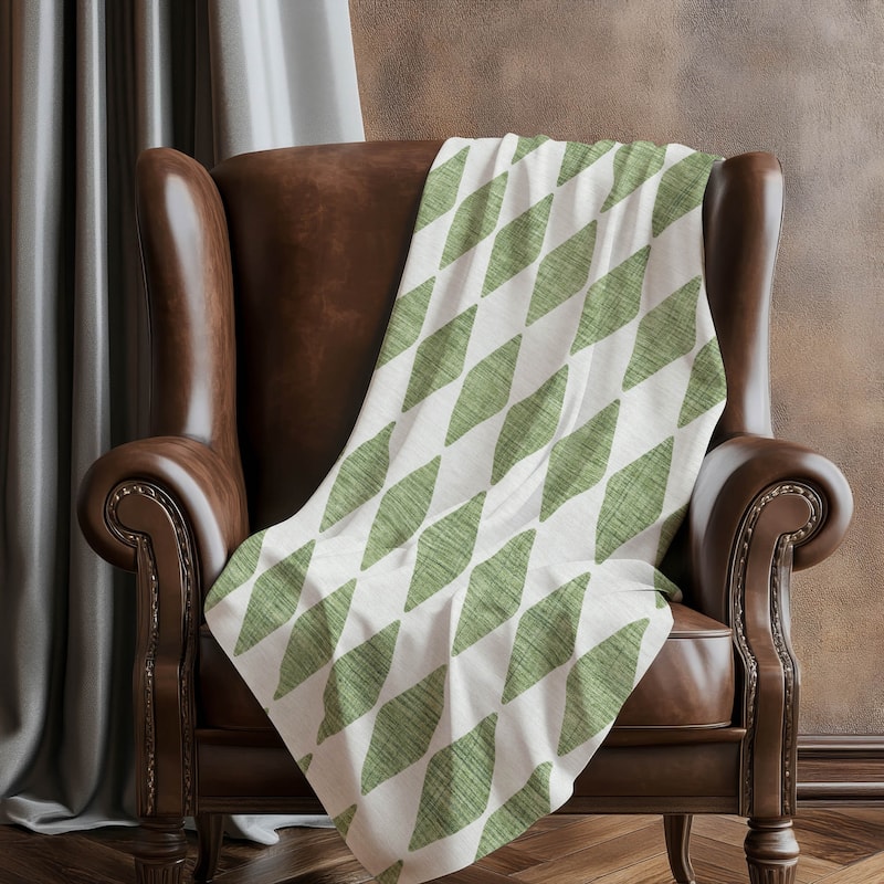 Premium Machine Washable Modern Argyle Sherpa Throw Blanket