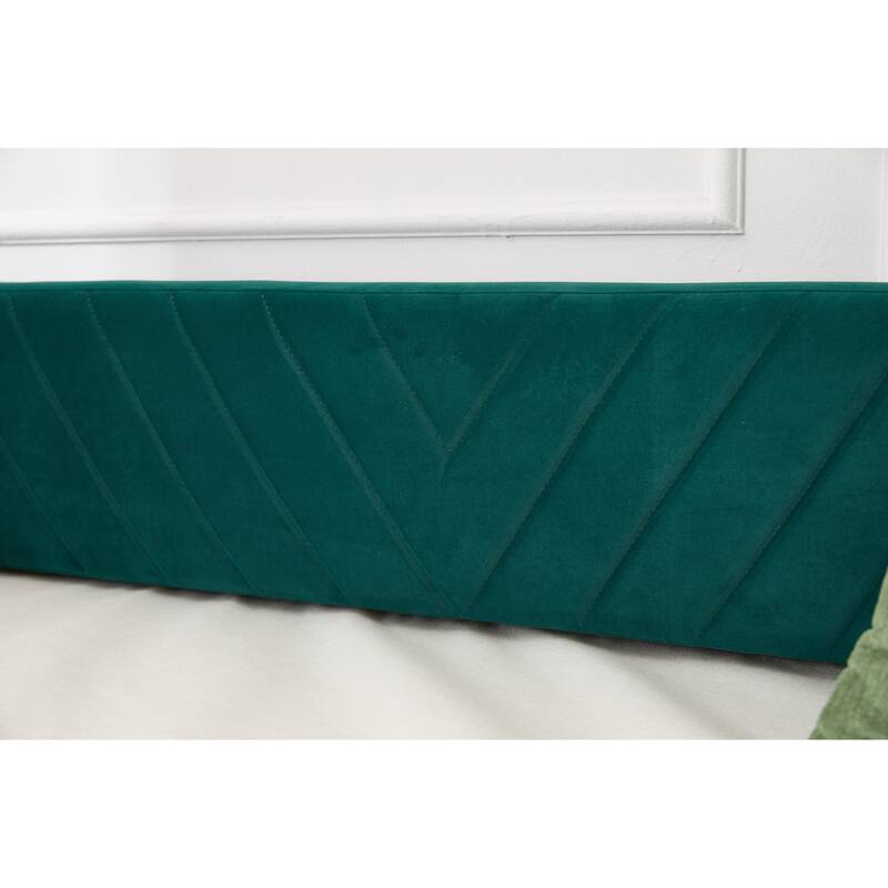 Twin Size Velvet Daybed with Trundle, USB Charging Port & Side Pockets, Modern Upholstered Sofa Bed with V-Pattern Backrest