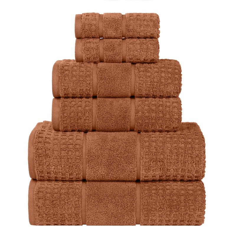 Superior Napa Zero Twist Cotton Waffle 6 Piece Bathroom Towel Set