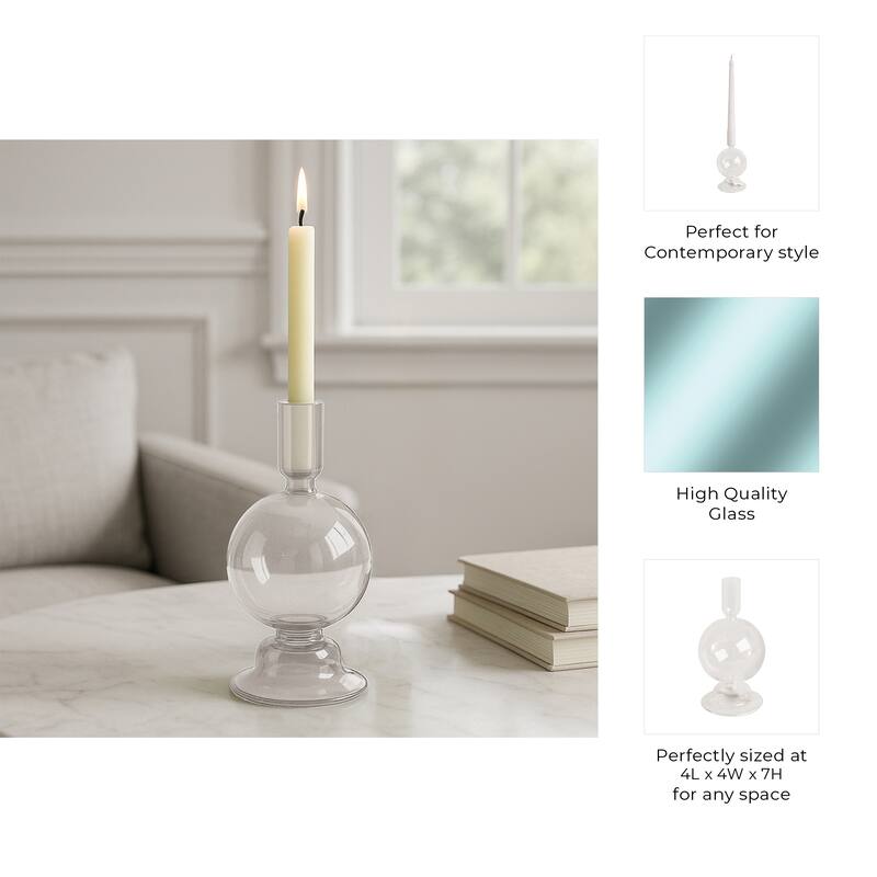 Glass Modern Bubble Taper Candle Holder