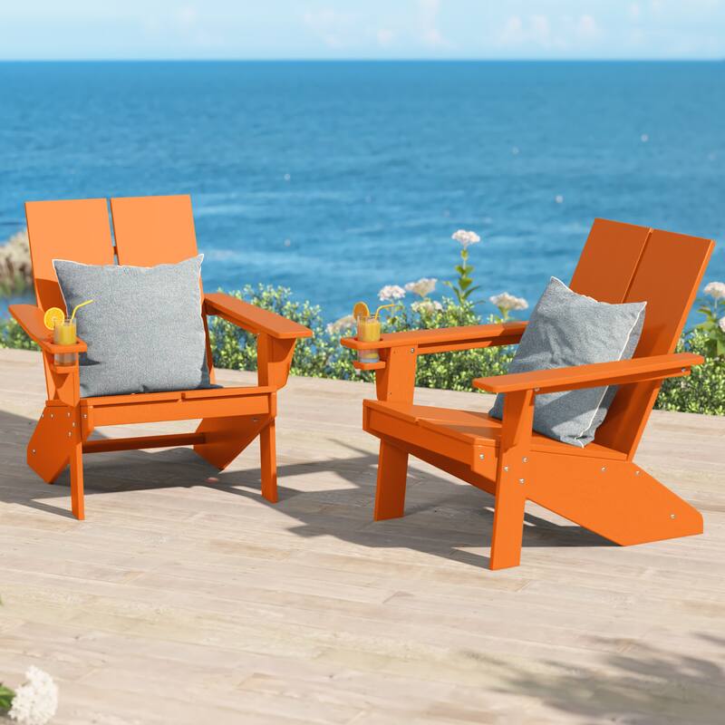 Coastin Modern Poly Adirondack Chair (Set of 2), Black