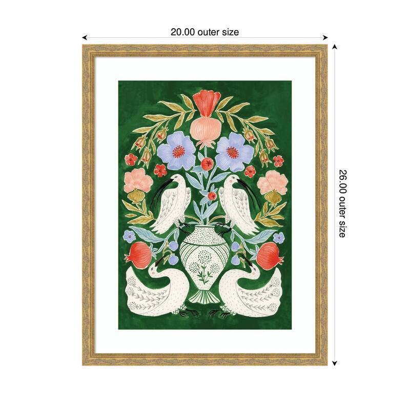 Kate and Laurel Floral Folklore Ibises and Swan by Jill Labieniec Framed Wall Art Print