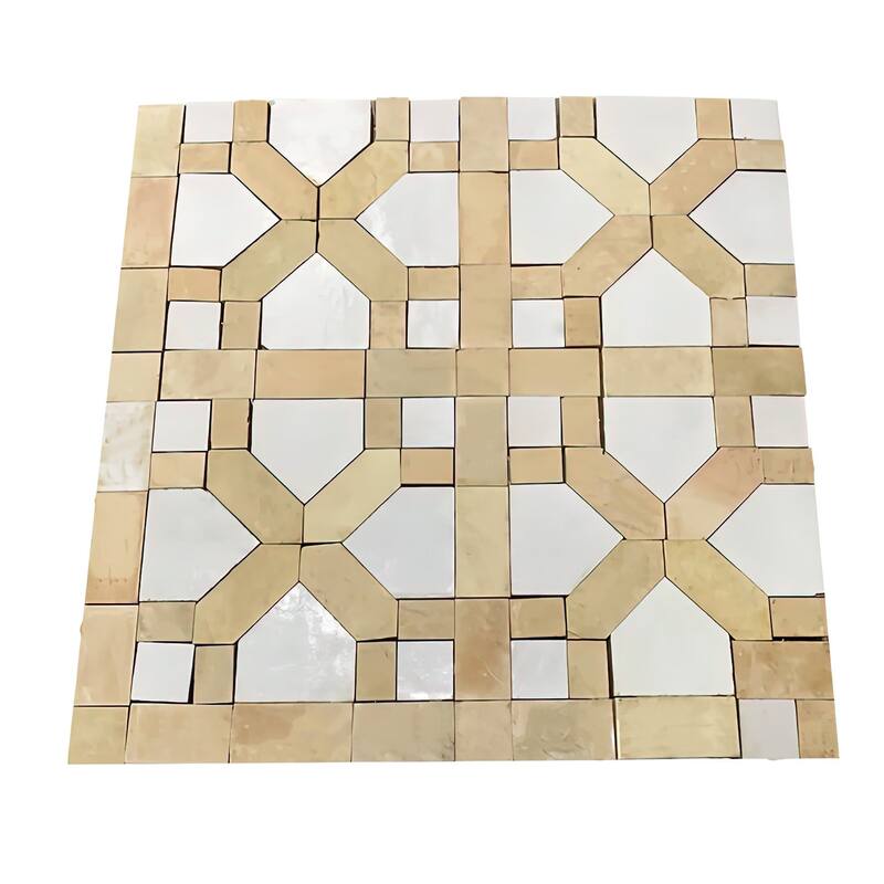 Contemporary Zellige Panels, 12" X 12" X 1/2", Unglazed with Off-White