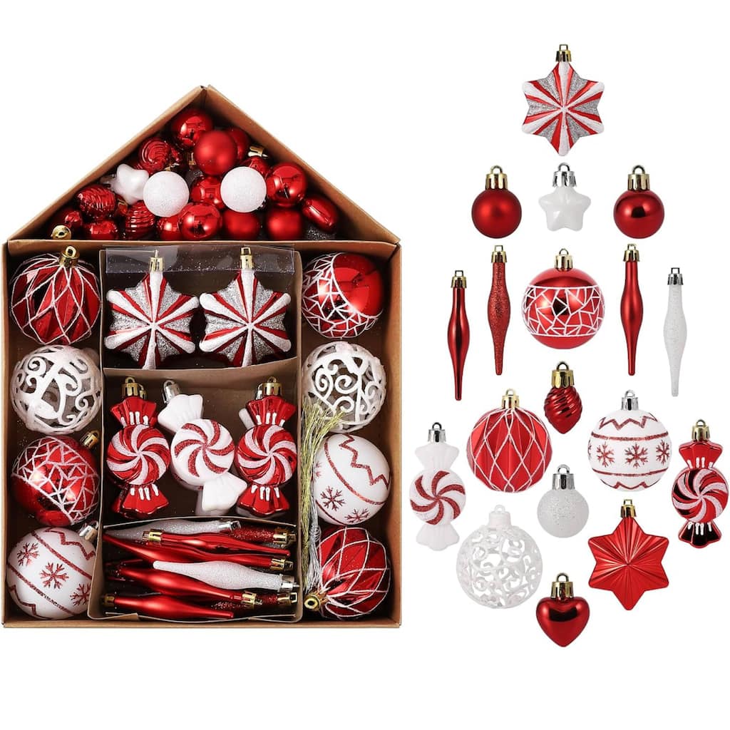 73 Pcs Christmas Decoration Ball Ornaments Set for Holiday Party Wedding - N/A