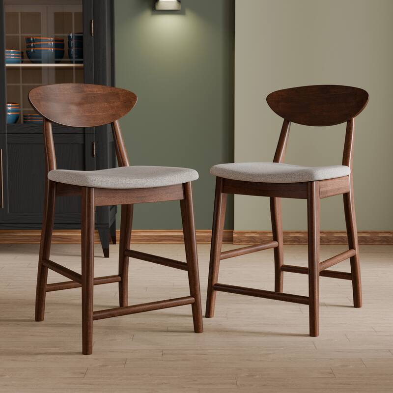 Furniture of America Abigail V Mid-century Modern Rich Walnut Handmade Rubberwood Counter Height Dining Chairs (Set of 2) - Rich Walnut