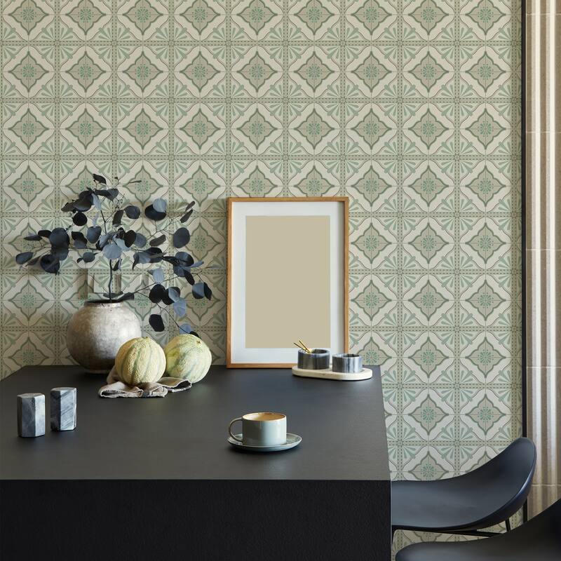 Transform Large Tile Green Peel & Stick Wallpaper