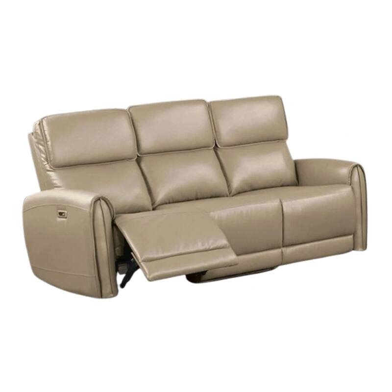 Sily Power Reclining Sofa, Beige Faux Leather, 81 Inch, USB Ports