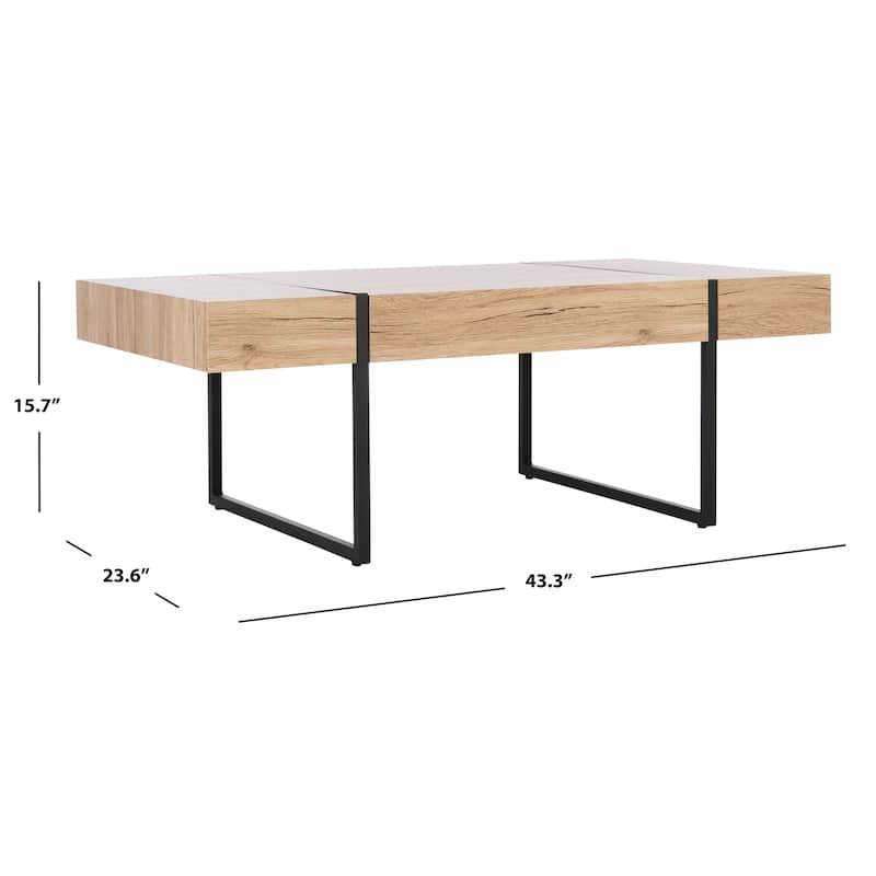 SAFAVIEH Tristan Modern Rustic Rectangular Coffee Table - 43.3" W x 23.6" L x 15.7" H - 43.3" W x 23.6" L x 15.7" H