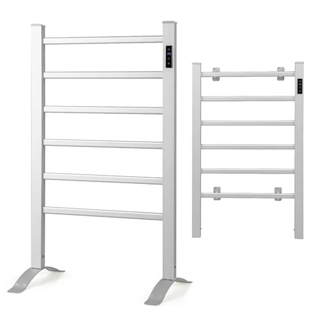 Gymax Freestanding Wall Mounted Towel Warmer 6-Bar Aluminum Heated