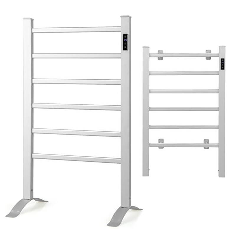 Gymax Towel Warmer 6 Bar 100W Home Bathroom Space Saving Wall Mounted