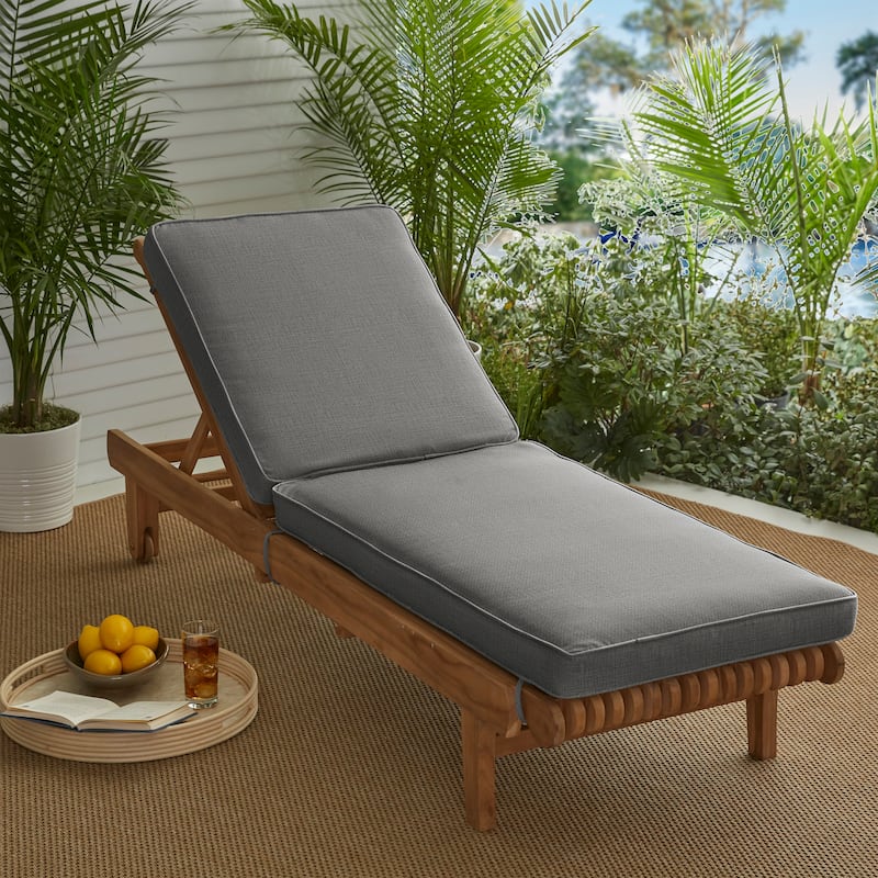 Sorra Home Indoor/Outdoor Corded Chaise Lounge Chair Cushion - 79 x 25 x 3 Hinged Cushion Corded - Graphite