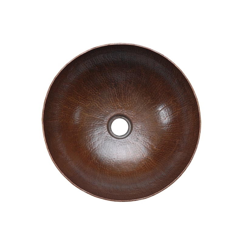13-in Small Round Vessel Hammered Copper Sink (VR13BDB)