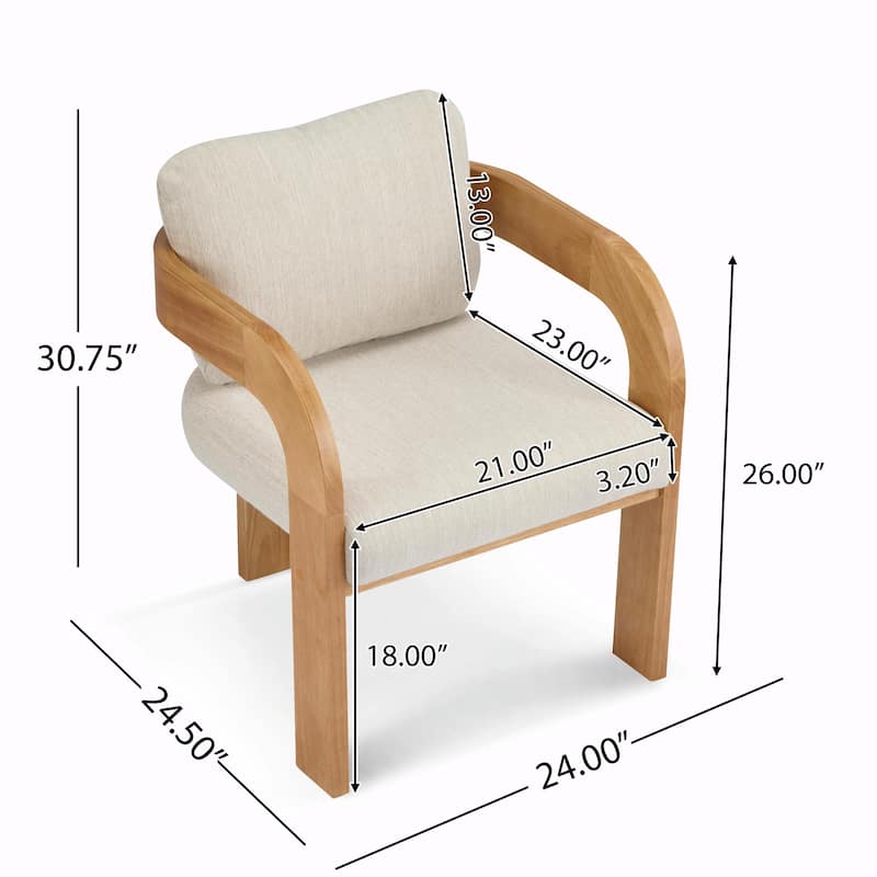 2-Pack Dining Chairs - Fabric with Pillow Back, Solid Wood Frame