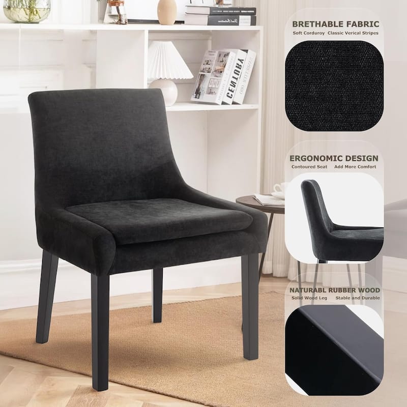 Upholstered Corduroy Accent Side Leisure Chairs with Soild Wood Legs