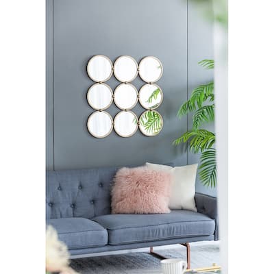 27.2" Contemporary Decorative Mirror with Mininalist Style - Champagne