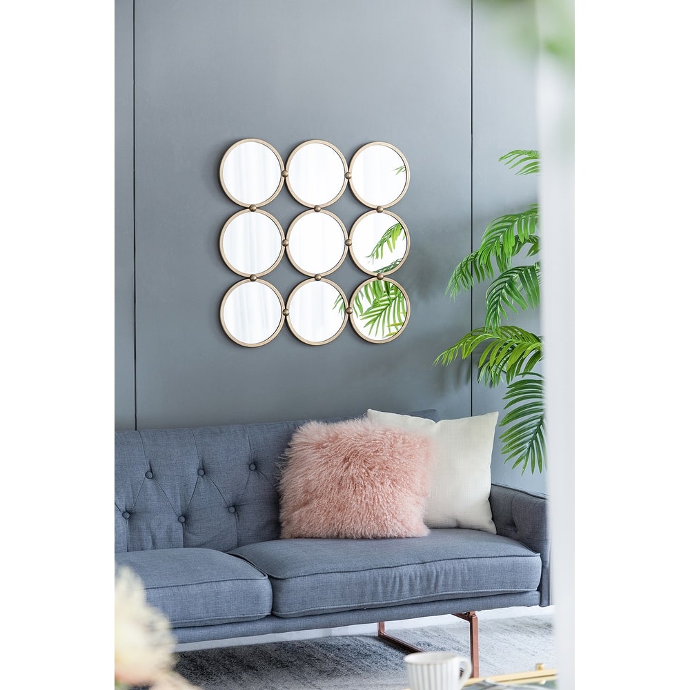 27.2" Contemporary Decorative Mirror with Mininalist Style - Champagne