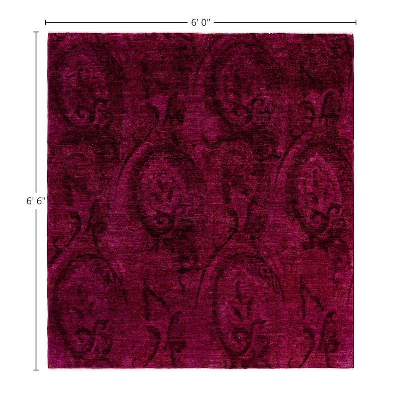 Overdyed One-of-a-Kind Hand-Knotted Area Rug - Pink - 6' 0" x 6' 6"