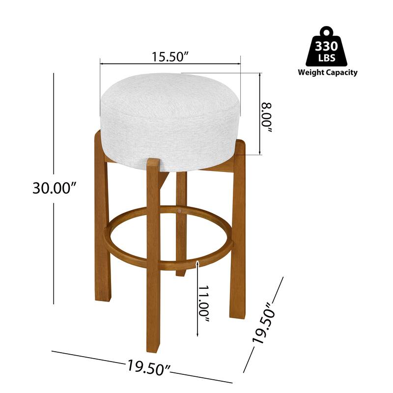 Christopher Knight Home - Vera Rubberwood Upholstered Barstools in Dark Walnut and Ivory Fabric