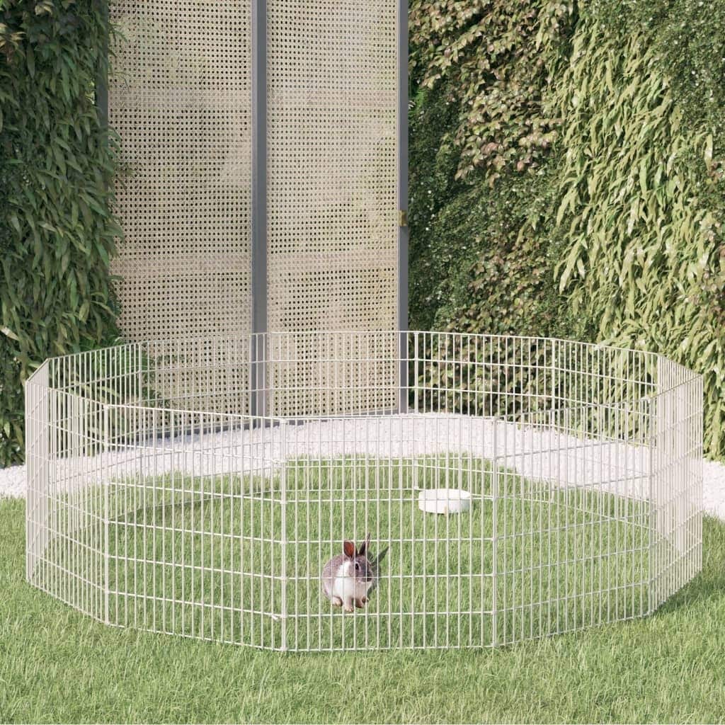 vidaXL Free Range Animal Enclosure Rabbit Hutch Free Range Pen Galvanized Iron