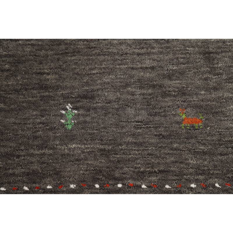 Hand Knotted Oriental 100% Wool Carpet Tribal Tribal Greys & Charcoal Gabbeh Area Rug - 7' 8'' X 5' 0''