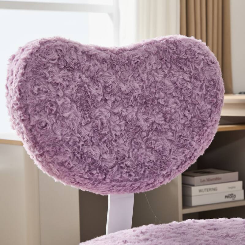 Rossetta Cute Fluffy Design Criss Cross Desk Chair with Lumbar Support and 360-Degree Swivel Footstool