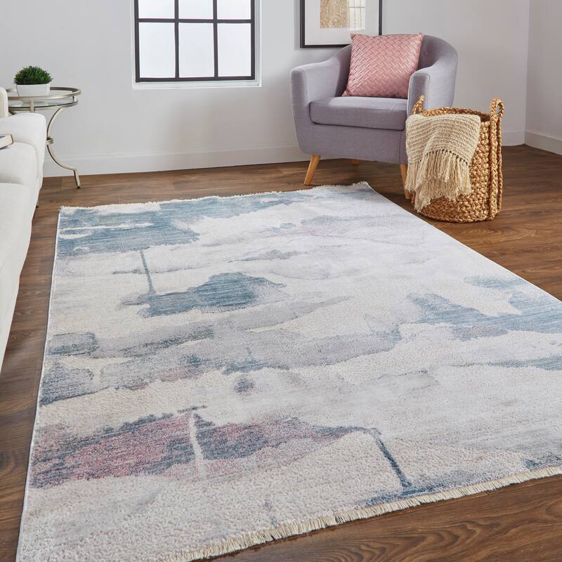 Abstract Watercolor Transitional Industrial Rug