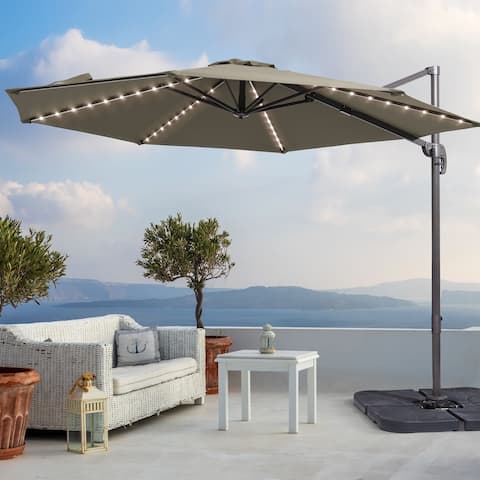 AOOLIMICS 10ft Patio LED Cantilever Umbrella, Outdoor Offset Umbrellas