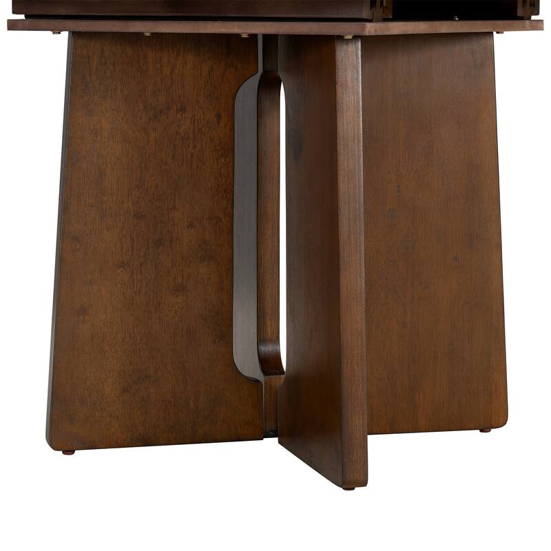 Roomfitters Extendable Oval Dining Table, Modern Wood Kitchen Table with Sculptural Arched Pedestal Base, Seats 4-6