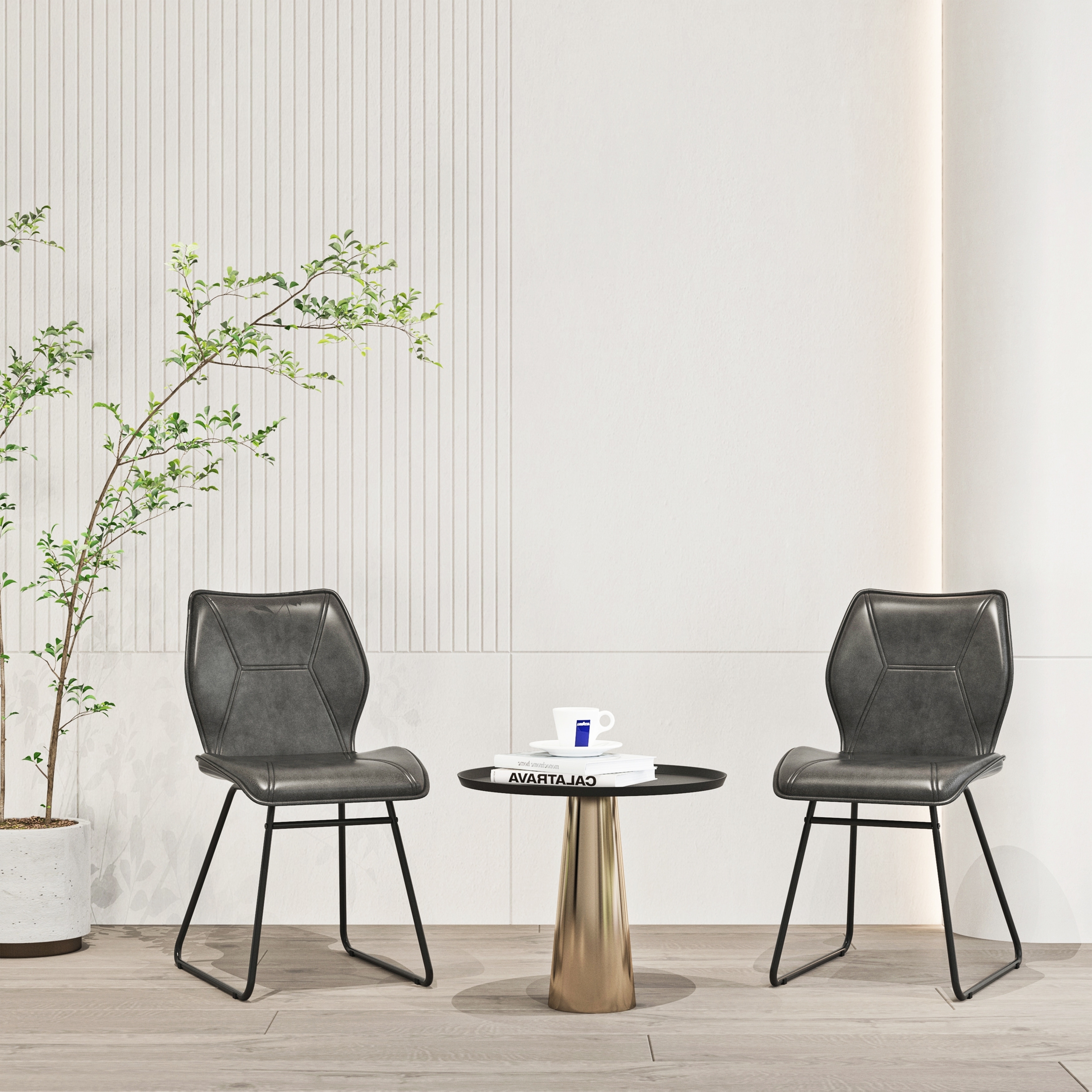 Set of 2, Leather Bar Chair Dining Chair