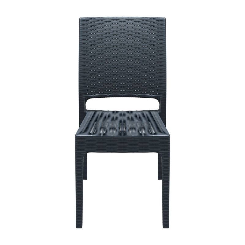 34" Gray Patio Wickerlook Stackable Dining Chair