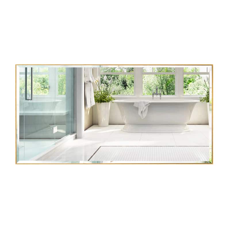 Rectangle Metal Framed Beveled Edge Bathroom Vanity Mirror