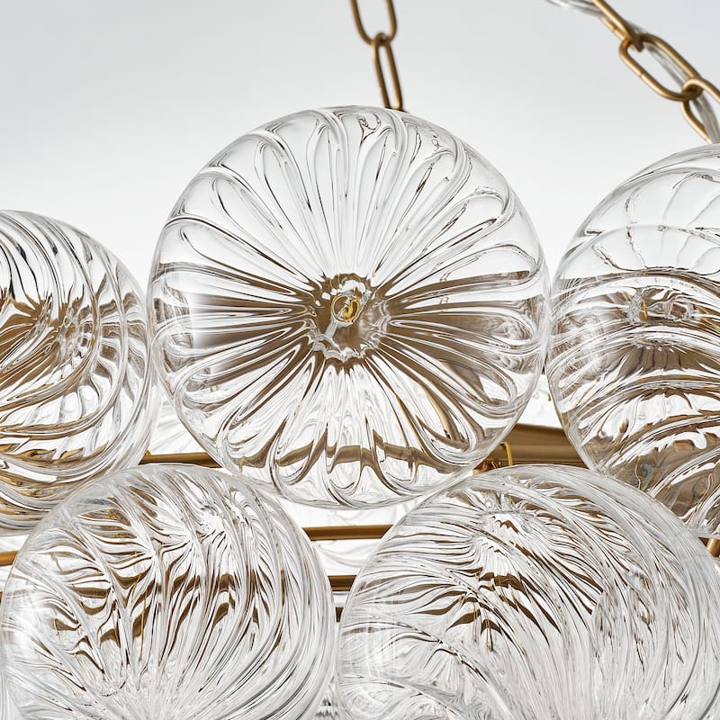 Gold Bubble Ball Chandelier, LED Pendant Light with Glass Globes