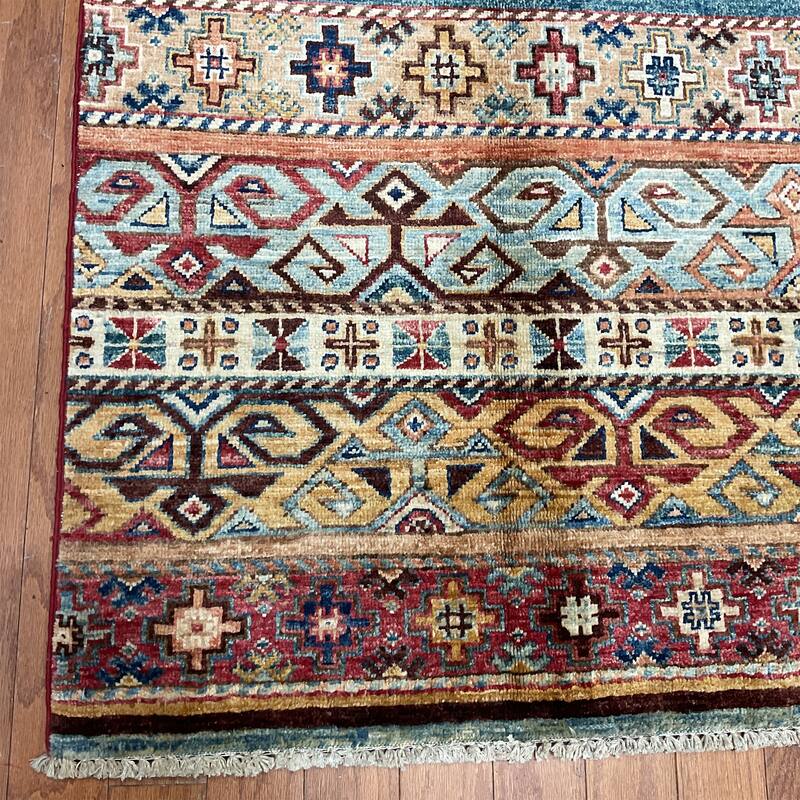 HERAT ORIENTAL Handmade Super Kazak Khorjeen Design Wool Rug - 5'8" x 8'3"