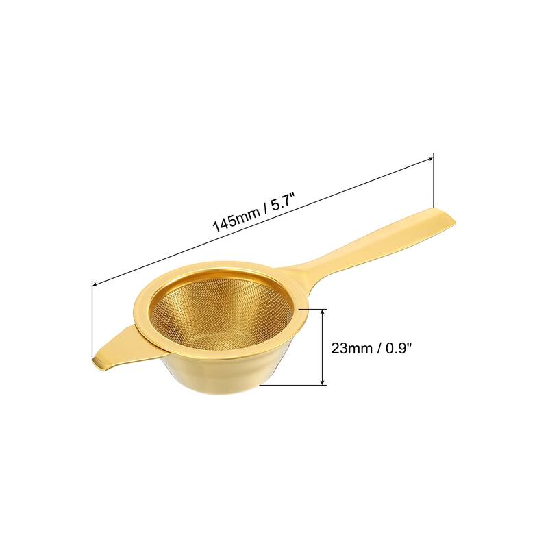 1 Pcs Tea Infuser Filter with Handle Tea Strainer for Loose Leaf Tea - Gold