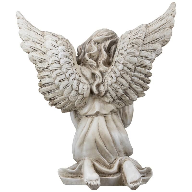 Kneeling Angel with Open Wings Statue - 13"