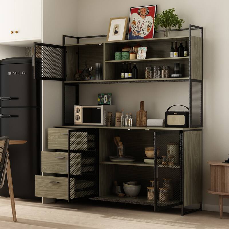 Large Buffet with Hutch,Kitchen Pantry Cupboard Sideboard