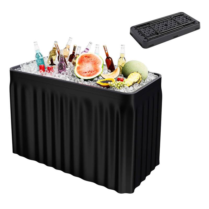 Costway 4 Foot Party Ice Cooler Folding Table Plastic with Matching - See Details