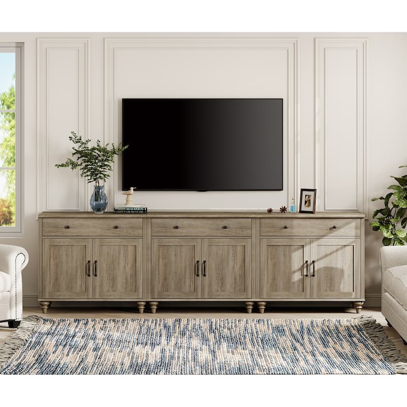 Farmhouse TV Stand for 75 inch TV, TV Console with Storage