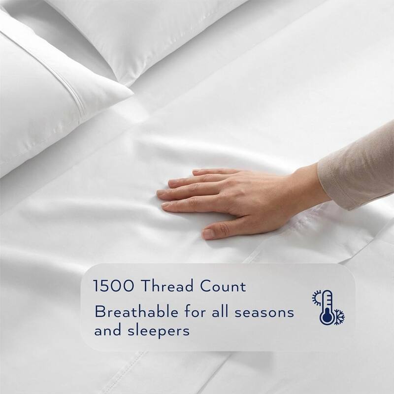 Thomasville 1500 Thread Count White 6 Piece Premium Cotton Rich Sateen Sheet Set