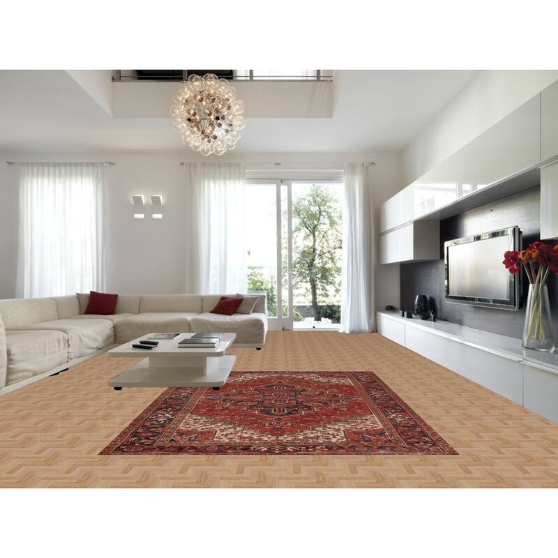 Hand Knotted Oriental 100% Wool Carpet Traditional Medallion Red Heriz Area Rug - 10' 8'' X 8' 2''