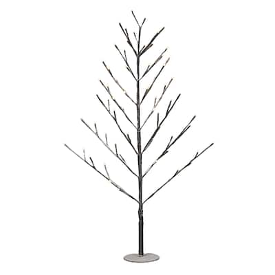 Pre-lit Snowy Twig Christmas Tree - 2.75' - Cool White LED Lights