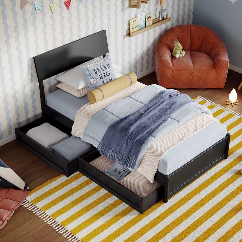 Norla Wood Platform Bed with Storage Drawers