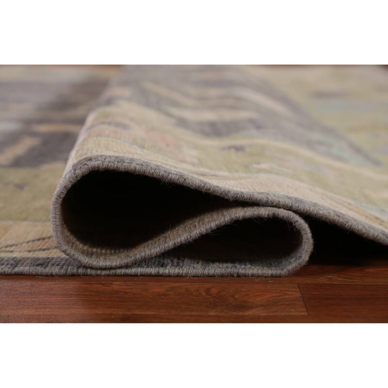Hand Knotted Oriental 100% Wool Carpet Transitional All-Over Greys & Charcoal Oushak Area Rug - 9' 10'' X 8' 1''