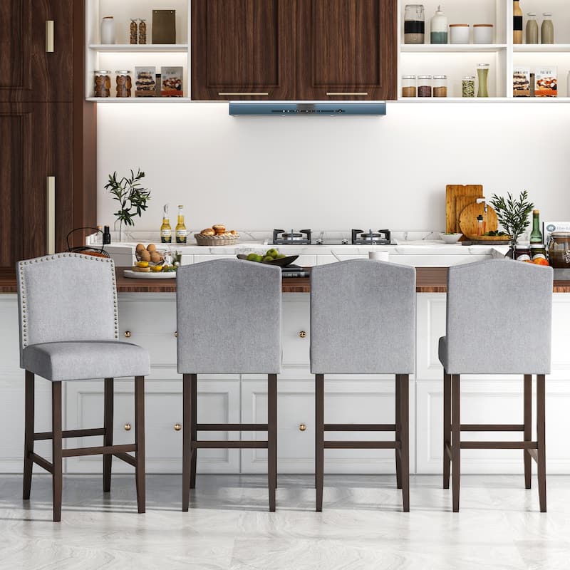 Set of 2 Counter Height Dining Side Barstools with Thick Cushion-Grey - 18.5” x 22” x 45”