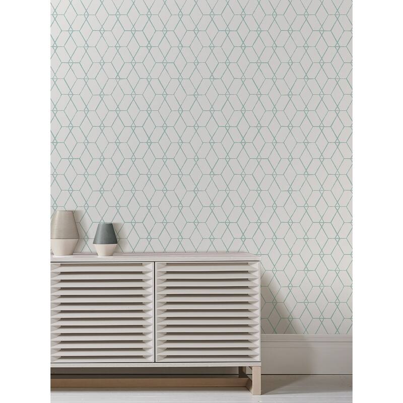 A-Street Prints Osterlen Teal Trellis Wallpaper