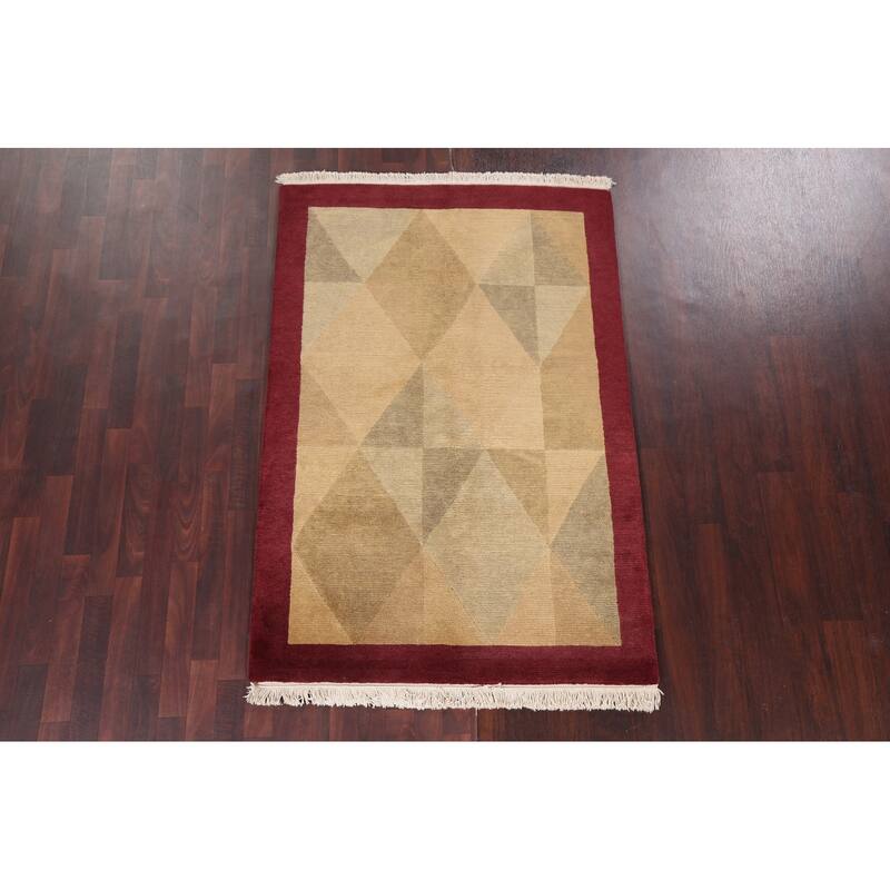 Vegetable Dye Oriental Nepalese Area Rug Wool Hand-knotted Carpet - 4'0" x 6'0"