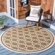 preview thumbnail 101 of 144, SAFAVIEH Courtyard Thomasina Indoor/ Outdoor Waterproof Patio Backyard Rug 5'3" Round - Brown/Bone